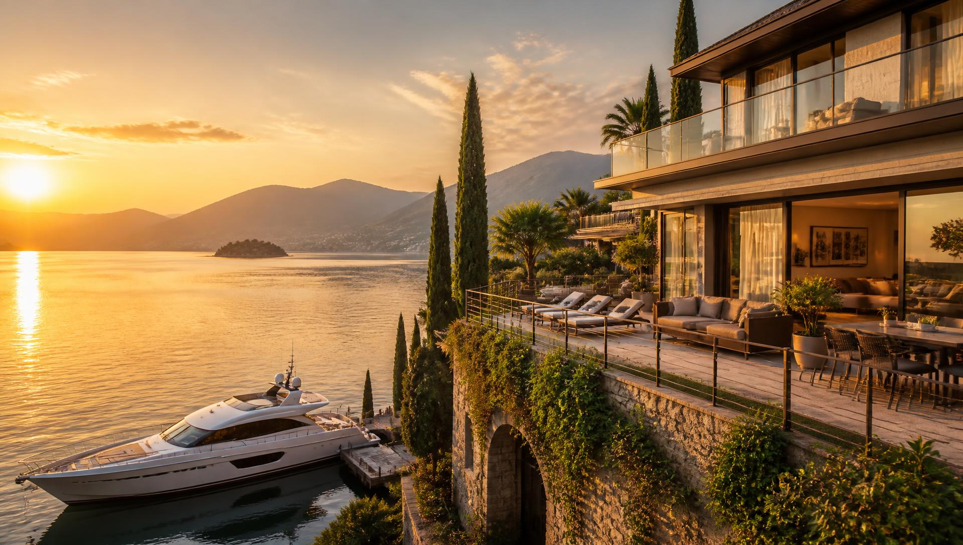 Luxusvilla mit Yacht im Tessin